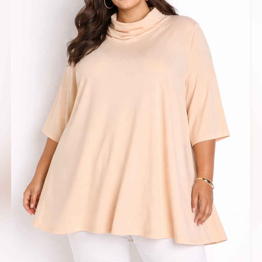Chico's Soft Peach Turtleneck Swing Tunic